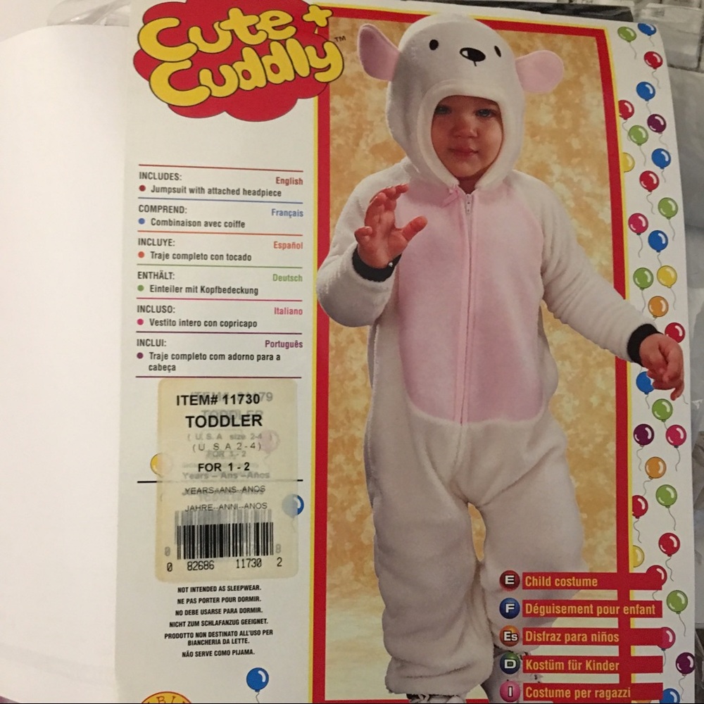 Cute Cuddly Fuzzy Lamb Halloween Costume Toddler NEW
